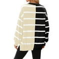 thumbnail image 4 of Color Block Patchwork Striped Print Women Oversize Loose Knit Sweater Pullover, 4 of 4