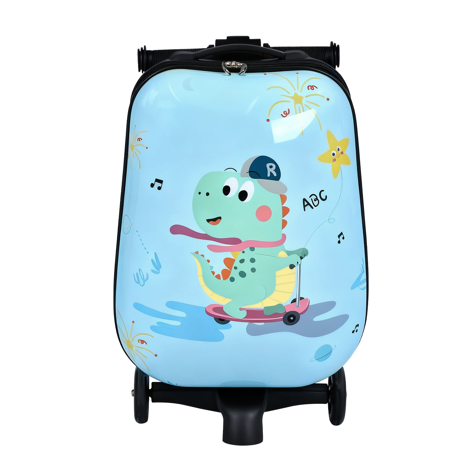 Kids Scooter Suitcase with LED Wheels, Foldable Detachable Ride-On Travel Luggage, Light Blue