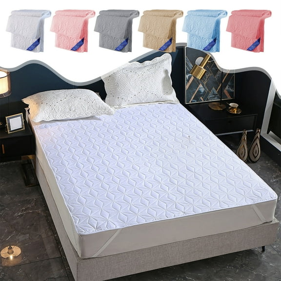 Waterproof Mattress Protector, Quilted Fitted Pad, Mattress Cover, Soft Breathable Cotton, for Bed Protection, Dust Proof Machine Washable | Blue KTFgvq