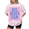 thumbnail image 2 of Striped Big Jesus Fan Christian Graphic Casual T-Shirt for Women, 2 of 6