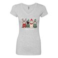 thumbnail image 2 of Wild Bobby Meowy Catmas, Christmas Cat Lover Design Sweater | Holiday Women Junior Fit V-Neck Tee, 2 of 5