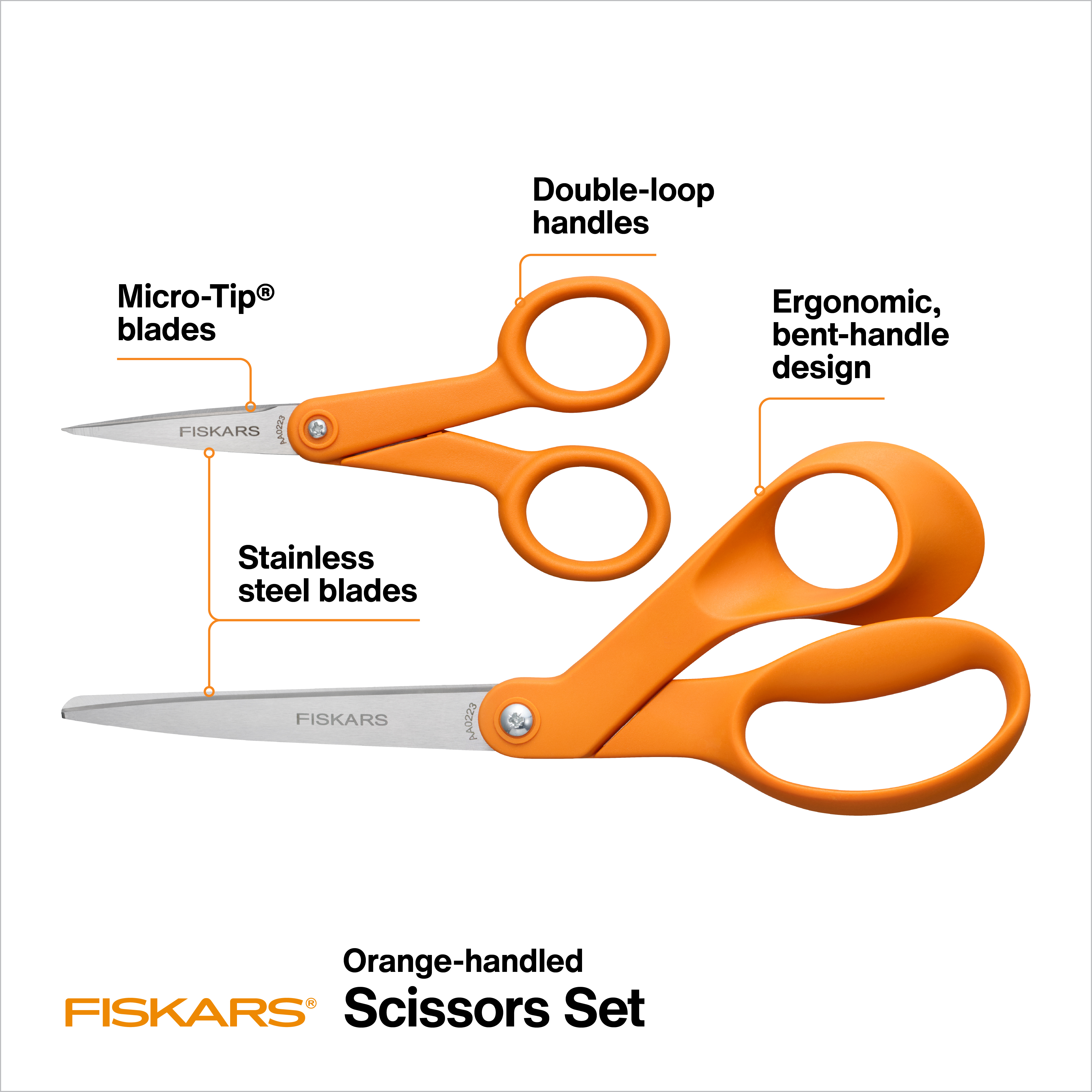 Fiskars Crafting Scissors 2-Piece Set, 8" & 5" Micro Tip photo 3