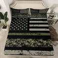 thumbnail image 2 of Manfei Retro American Flag Twin Sheet Sets, Grey Geometric Abstract Twin Fitted Sheet, Camouflage Flat Sheet, Microfiber Bedroom Decor, 3 Pieces, 2 of 7