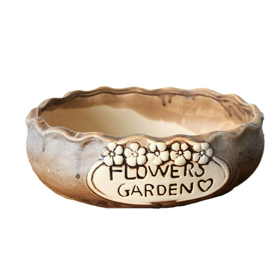 Succulent Pots - 8.6 Inch Ceramic Bonsai Pots with Drainage, Large Shallow Succulent Planters for Indoor Outdoor Plants,Flower Plant Container Bowl Home Desk Decor(Brown)