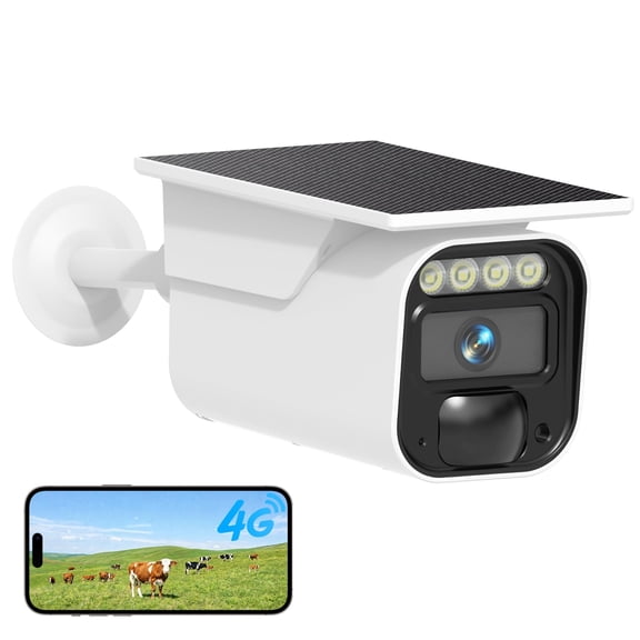 Runofast 4G LTE Cellular Solar Security Cameras Wireless Outdoor, No WiFi Security Camera Built-in eSIM Virtual SIM Card, 9000mAh Battery, Solar Powered, AI Detection