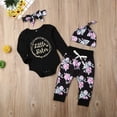 thumbnail image 3 of Douhoow Baby Girl Black Long Sleeve Letter Print Romper Floral Pants 2Pcs Spring Outfits, 3 of 7