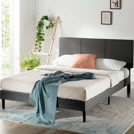 Zinus Cambril 38 Upholstered Platform Bed Frame with Sustainable Bamboo Slats Queen