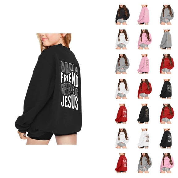 Boys Girls Christian Sweatshirts 2025 Long Sleeve Crewneck Bible Verse Graphic Sweatshirt Kids Pullover Tops