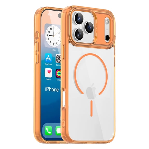 Lunvic Case for iPhone 18 Pro Max with Ring Kickstand, Luxury Electroplated Bumper TPU Shock-Absorbing Protective Back Cover, Camera Lens Guard, Orange