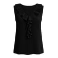 thumbnail image 7 of Iyufng Women's V Neck Front Ruffle Sleeveless Tank Top Loose Solid Office Elegant Casual Blouse, 7 of 7