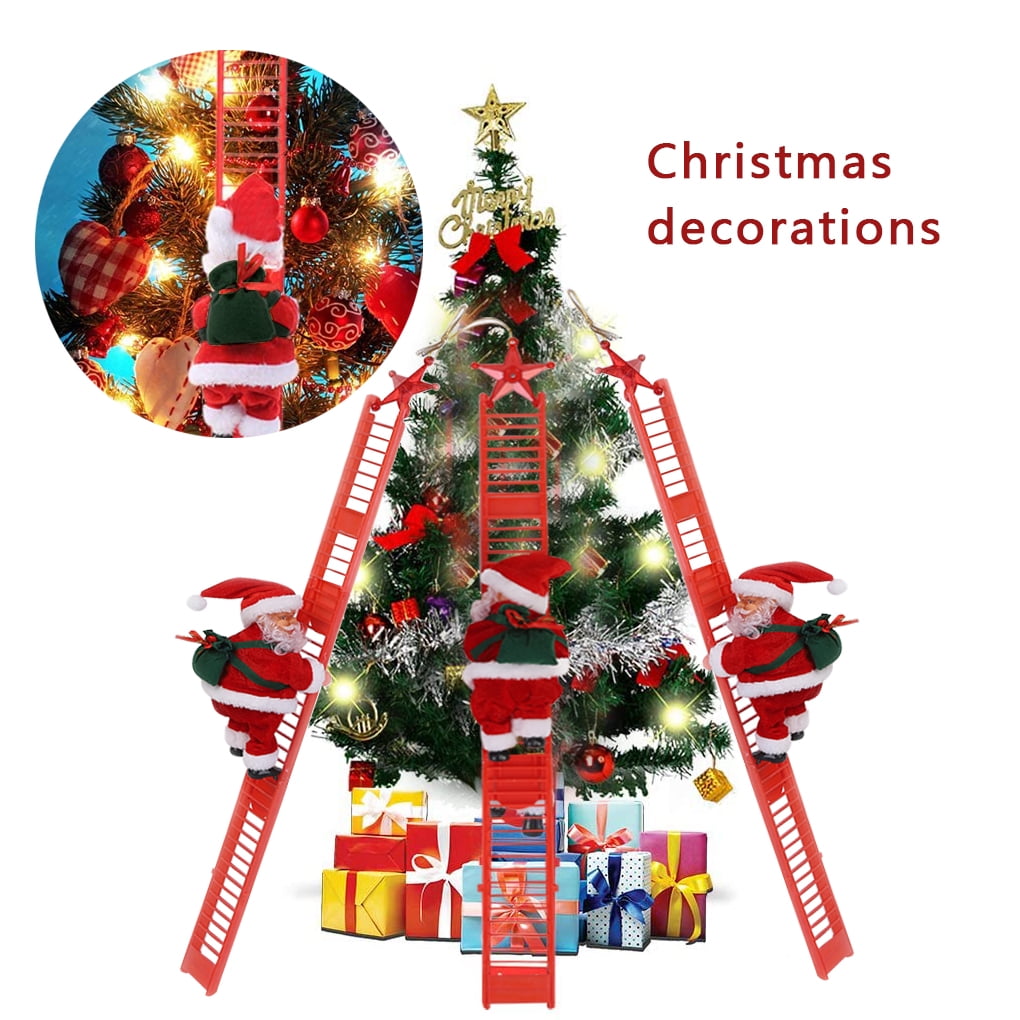 TureClos Christmas Ladder Toy Santa Claus Crawling Ladder Electric