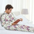thumbnail image 6 of Lsque Orchids Flowers Pattern Long Sleeve Pajama Set for Men - Soft 2-Piece Sleepwear and Loungewear Set with Pockets, Comfy Nightwear-Small, 6 of 7