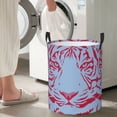 thumbnail image 5 of ZICANCN Laundry Basket Organizer, Tiger Art Pattern Blue Red Collapsible Hamper for Bathroom Bedroom Laundry Room, Small Size, 5 of 7