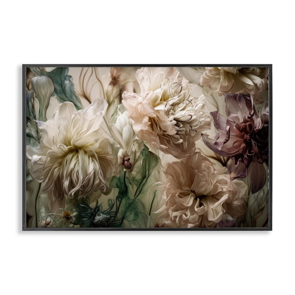 Stupell Industries Blush Toned Flowers Plants & Flowers Painting Black Framed Art Print Wall Art, 18 x 12