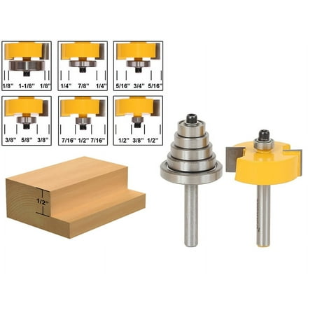 Yonico Rabbet Router Bit with 6 Bearings Set -1/2"H - 1/4" Shank - 14705q