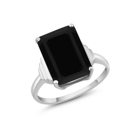 - 5.00 Ct Octagon Black Onyx 925 Sterling Silver Ring