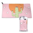 thumbnail image 1 of YFYANG Adult Microfiber Portable Travel Towel, Pink Desert Cactus Quick Dry Towel with Hiking Buckle PVC Pouch, 16" x 31.5", 1 of 6