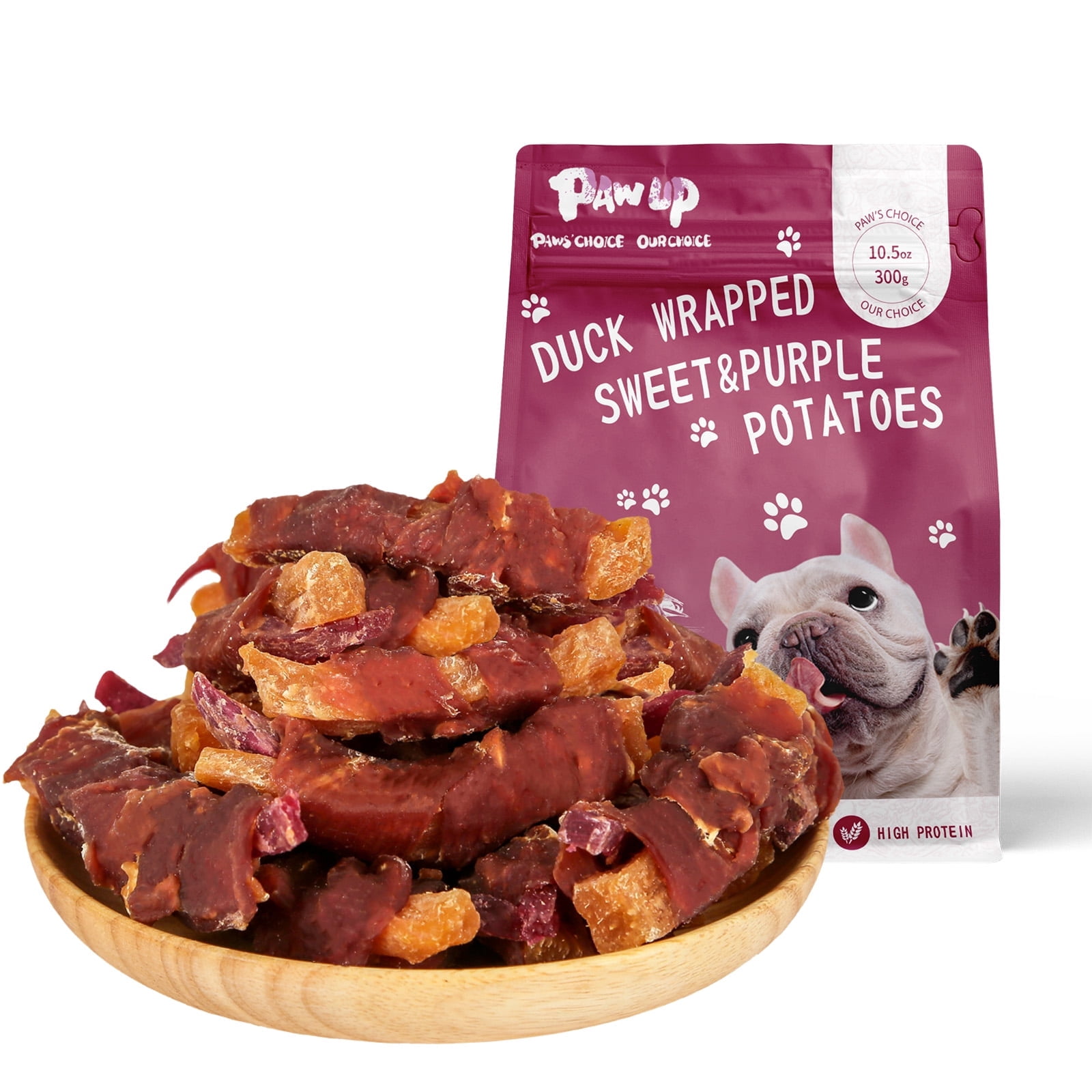 (2 pack) PAWUP Sweet Potato Dog Treats, Duck and Double Sweet Potato Dog Treats, Duck Jerky Chews for All Dogs, Low Fat, High Fiber, 10.6oz
