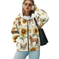 thumbnail image 5 of COEQINE Women's Full Zip Up Hoodie Oversized Sweatshirts Horse Cow Chicken Print Fashion Jacket Long Sleeve Sunflower Pattern Casual Wear Fall Winter Outfits Tops with Pockets, M, 5 of 7