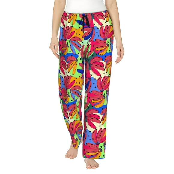 Fotbe Colorful Bananas Pattern Women's Pajama Pants,Sleepwear Pants,Pj Bottoms Drawstring And Pockets-3X-Large