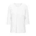 thumbnail image 6 of AKOEE Cotton Plus Size Tops for Women Loose Fit 3/4 Sleeve V Neck Tee Shirt Soft Casual Plain Tshirts (5XL, White), 6 of 7