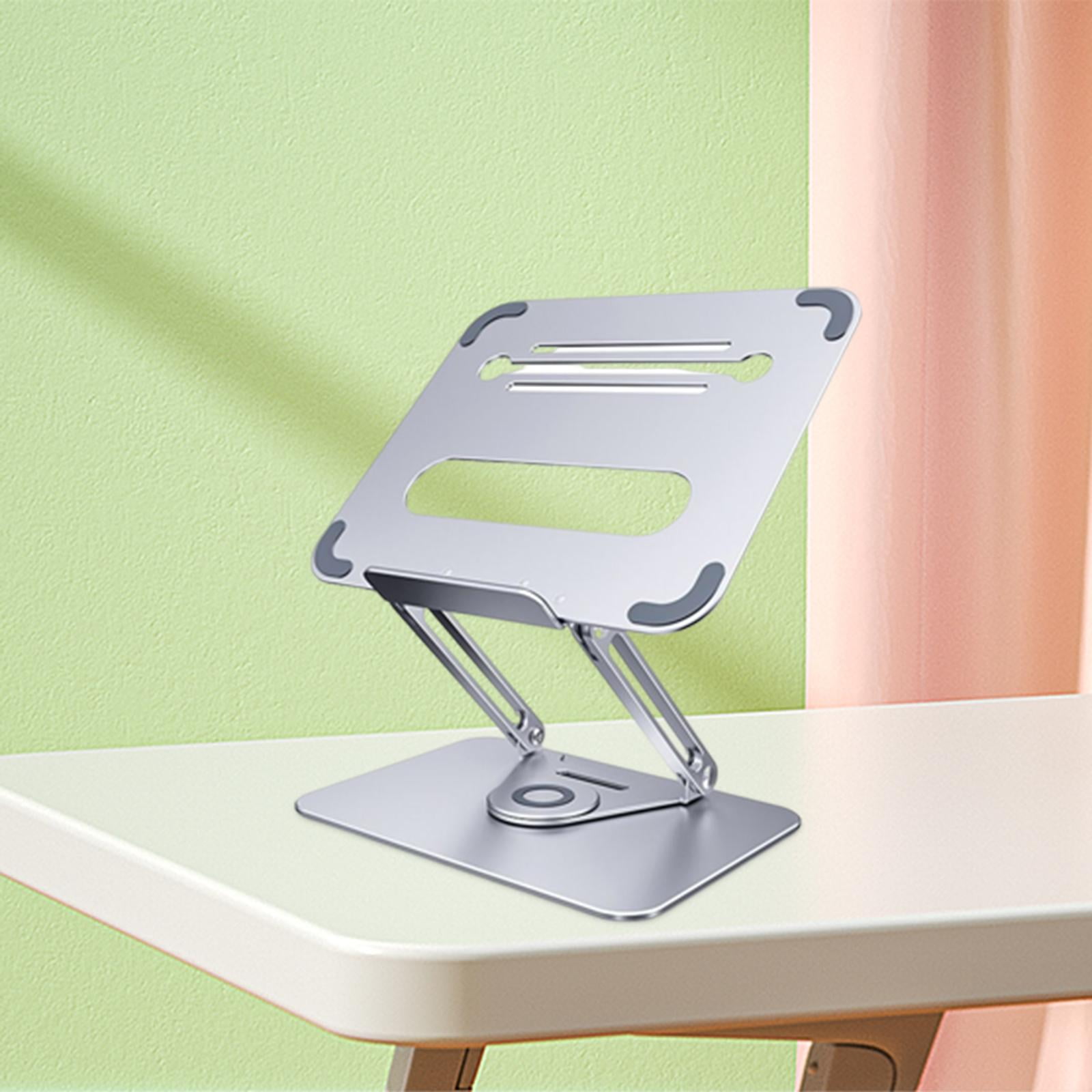 LeeQinersw Laptop Stand for Desk, Adjustable Height Laptop Riser Stand 360 Degree Rotatable Argent