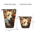 thumbnail image 2 of Lsque Vintage Colorful Flower Puppy Pattern Telescopic Pencil Bag Pen Holder Stationery Case, Stand-up Retractable Transformer Bag Organizer, 2 of 6