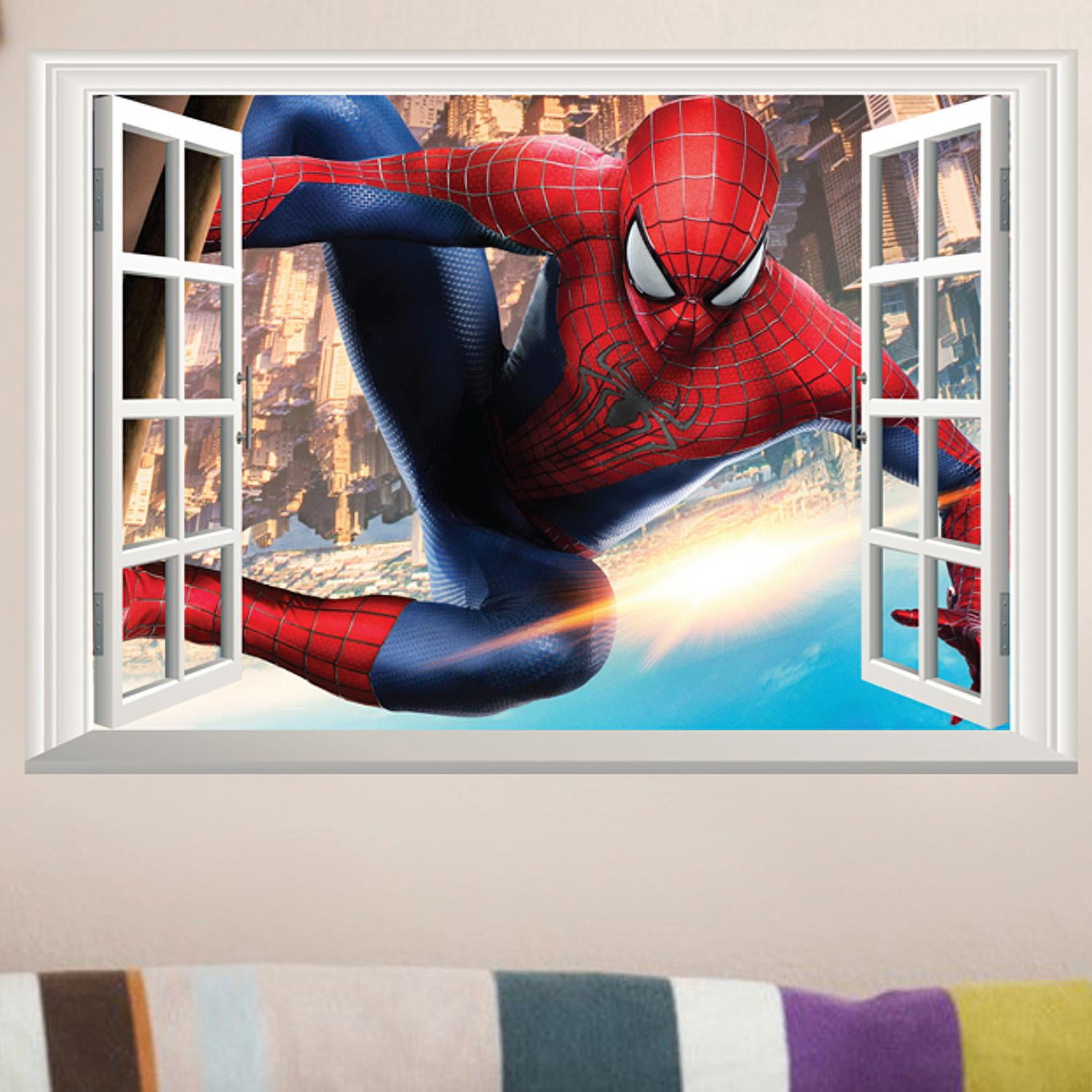 Spiderman Superhero Magic Window Wall Smash Wall Art Self Adhesive Sticker V3* 