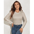 thumbnail image 5 of PrettyGuide Women's Crewneck Sweater Long Sleeve Slim Fit Basic Ribbed Knit Casual Tops Pullover Sweater, 5 of 9