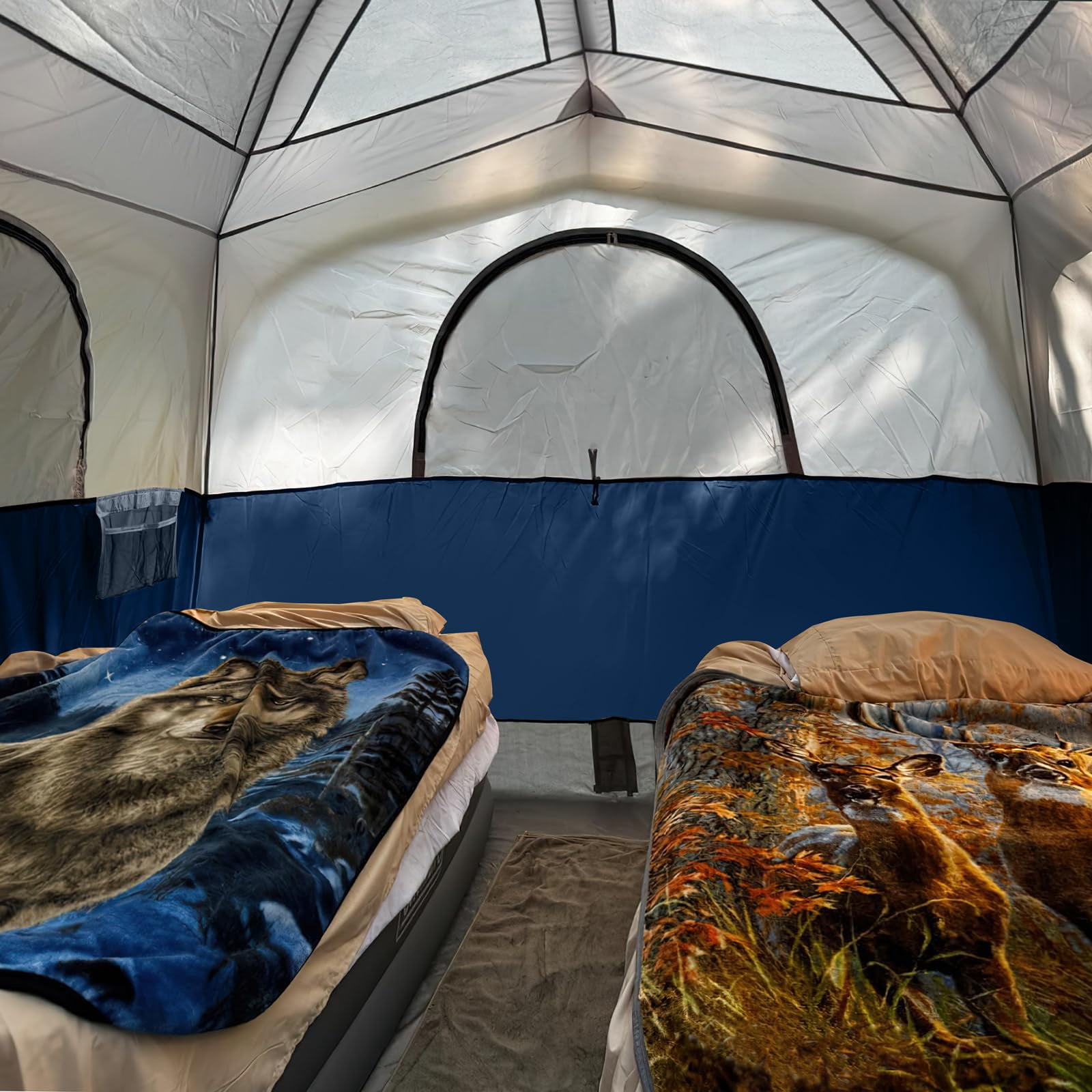 Tents 6 Person Waterproof Windproof Easy Setup Double Layer Family Camping Tent With 1 Mesh Door & 5 Large Windows -10'x9'x78in(h)