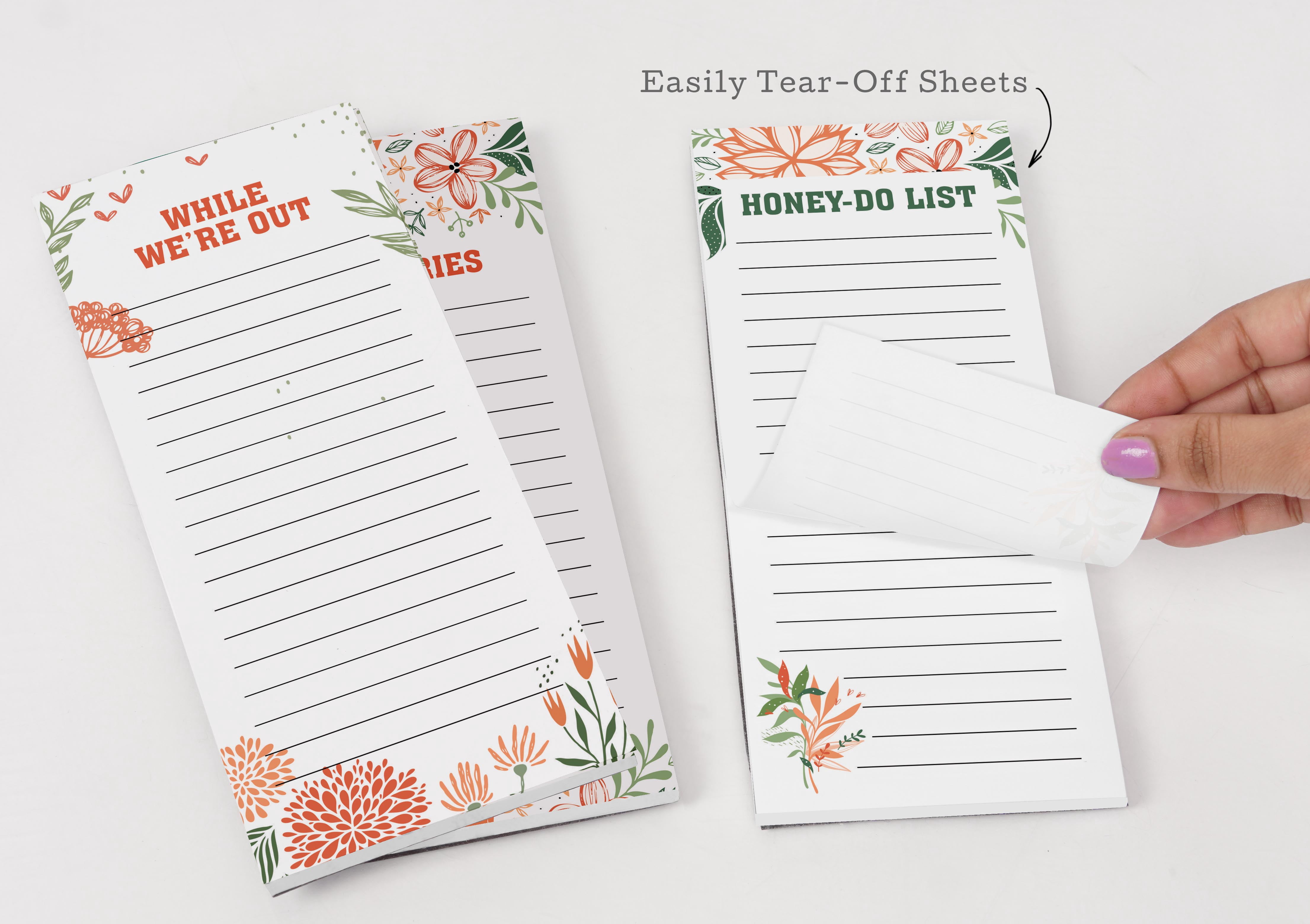 Inkdotpot Pack of 3 Magnetic Fridge To-Do List Notepads- Magnetic Memo Pads For Refrigerator-(50 Sheets Each)-E2