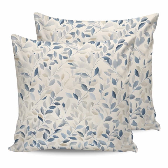 26x26 Pillow Covers Set of 2, Blue Botanical Throw Pillow Covers Decorative Couch Cushion Case, Farmhouse Spring Summer Plant Microfiber Square Pillowcases for Bedroom Car Living Room