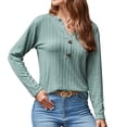 thumbnail image 2 of Viadha Women's V-Neck Casual Solid Colour Knitted Twist Long Sleeve Blouse Long Sleeve V-Neck Blouse/Shirt, 2 of 9