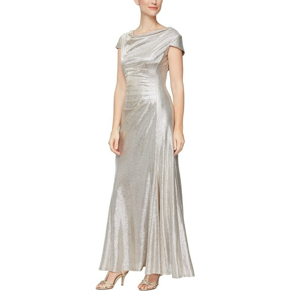Alex Evenings Women's Long Cowl Neckline Mother of The Bride Dress, Formal Event Gown