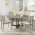 thumbnail image 3 of 47" Round Farmhouse Dining Table for 4-6, Rustic Wooden Kitchen Table with 300 lb Capacity, Adjustable Anti-Slip Legs – Black Ash / Light Ivory / Gray / Retro Color, 3 of 8