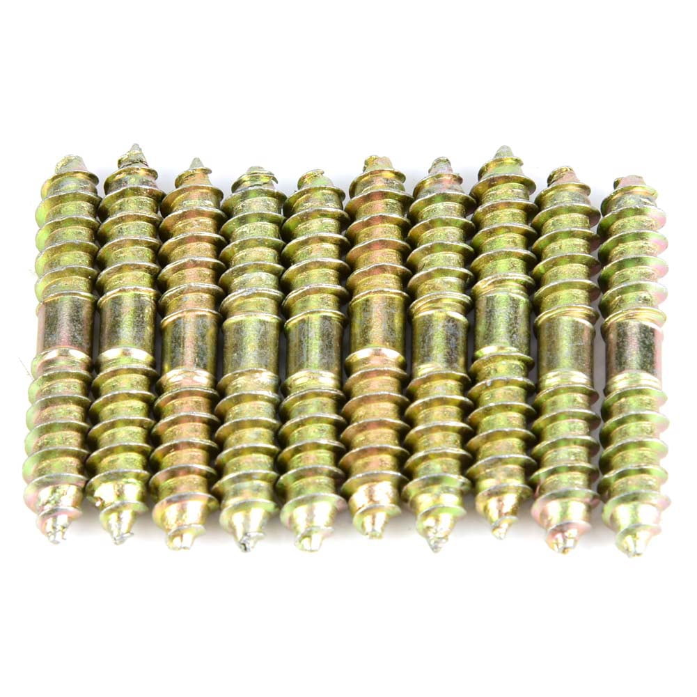 Tebru Double End Furniture Screw, 10pcs 6*40mm Dowel Screw Woodworking