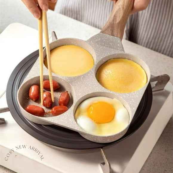 Nonstick Egg Frying Pan| 4-Cup Pancake Pan Omelette Pan for Breakfast Swedish Pancake, Gas Stove