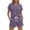 Purple, variant on SOOMLON Matching Sets Women Outfits Plus Size Soft Slit Neck Short Sleeve Tees Drawstring Shorts Vacation 2 Piece Set