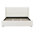 thumbnail image 4 of Upholstered Bed Frame, Modern Wingback Fabric Platform Bed with Tall Headboard, Sturdy King Size Bed Frame No Box Spring Needed, Bedroom Furniture, White, 4 of 8