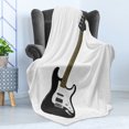 thumbnail image 4 of Guitar Soft Flannel Fleece Throw Blanket, Bass 4 String Rhythm Music Rock and Roll Element Detailed Illustration, Cozy Plush for Indoor and Outdoor Use, 50" x 70", Black White Caramel, by Ambesonne, 4 of 5