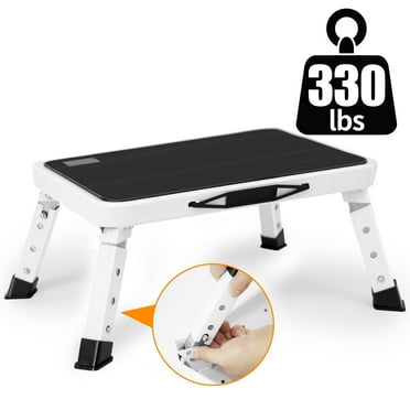 Folding Step Stool, Height-Adjustable Step Stool with Non-Slip Platform, Step Ladder for Adults in Kitchen, Home, 330 Lbs Capacity