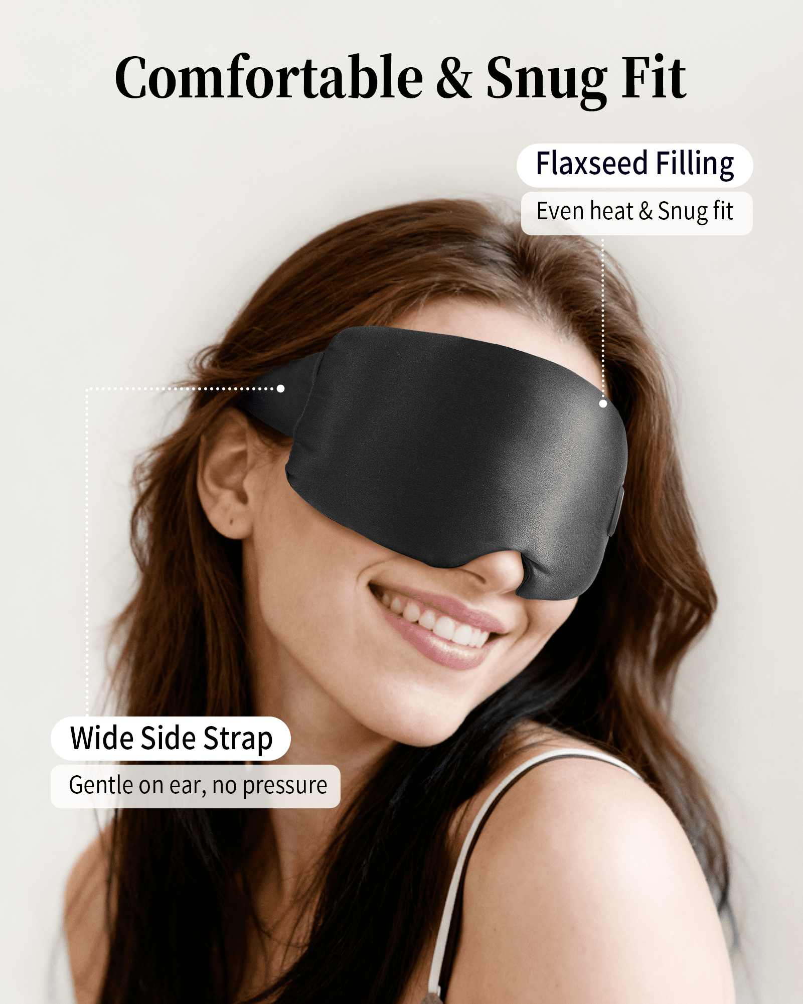 FACEMOON Silk Warm Eye Mask Cordless Comfort for Dry Eyes Relief Rechargeable Moist Heat Therapy Washable Travel Essential Black