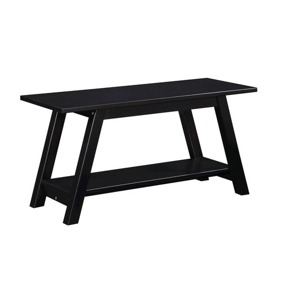 Roundhill Furniture Elyz Solid Wood Bench with Shelf, 36.10-Inch Long