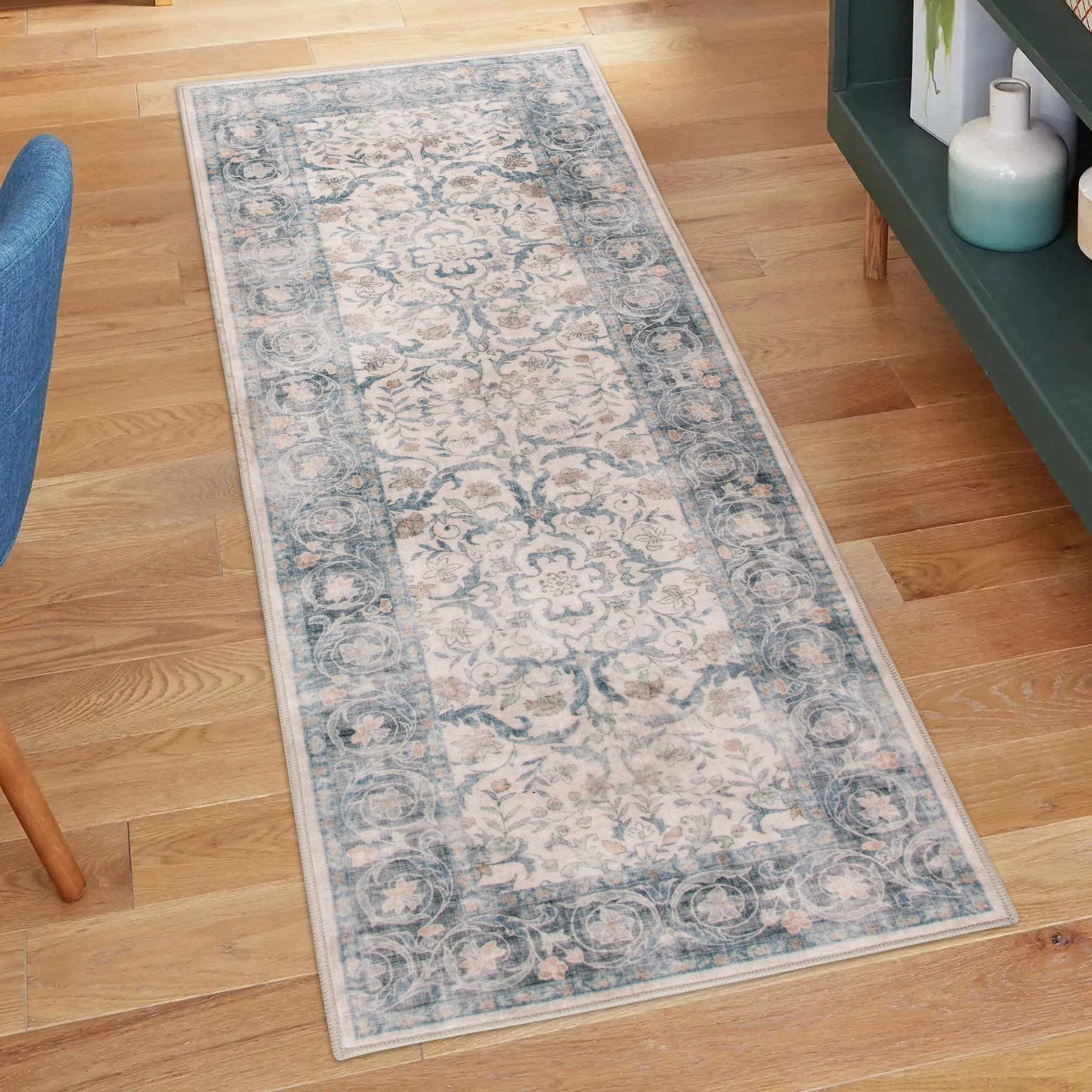 Home Décor Collection 19.7"x58" Washable Green Persian Faux Fur Indoor Runner Rug