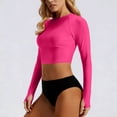 thumbnail image 4 of MGDXOX Women's 2 Piece Long Sleeve Rash Guard Swimsuit UPF 50+ Cropped Rashguard Top with High Waisted Bottom Athletic Swimwear for Surfing Diving Hot Pink XL, 4 of 6