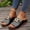 Black, variant on Womens Slide Wedge Sandals, Comfortable Peep Toe Arch Support Summer Casual Trendy Slip-On Shoes Brown US10