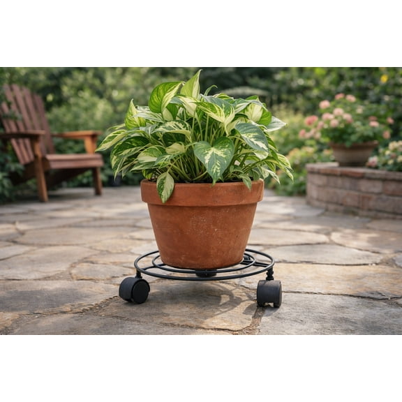 10" Metal Plant Caddy with Wheels - Set of 4