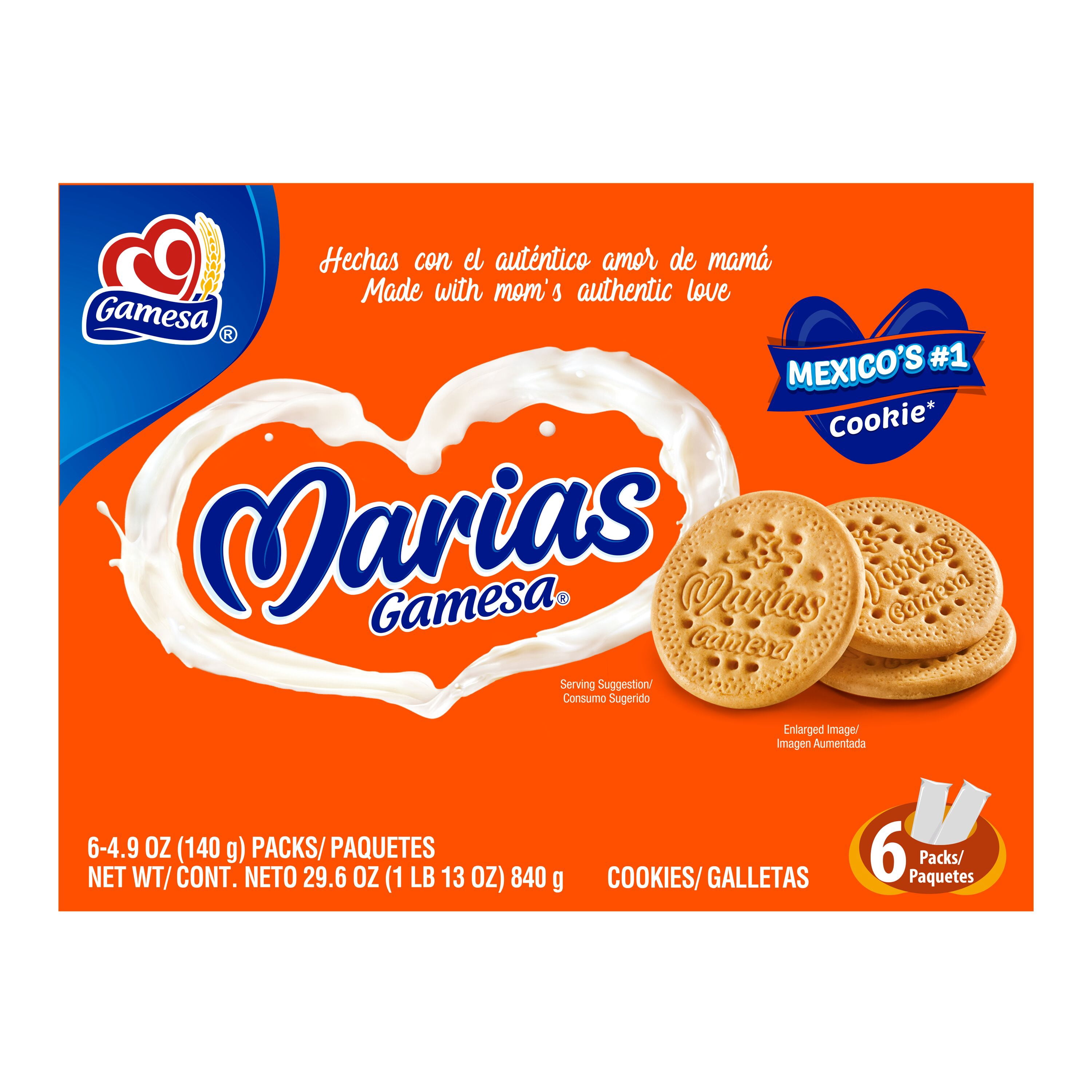 Gamesa Marias Cookies 4.9 oz, 6 Count, Snack for Desserts