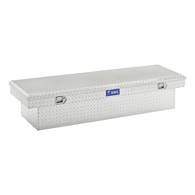 UWS TBS-63 Tool Box Crossover; Single Lid; Diamond Tread; Bright; Aluminum; 63-7/8 Inch Length x 20 Inch Width x 14-1/2 Inch Height