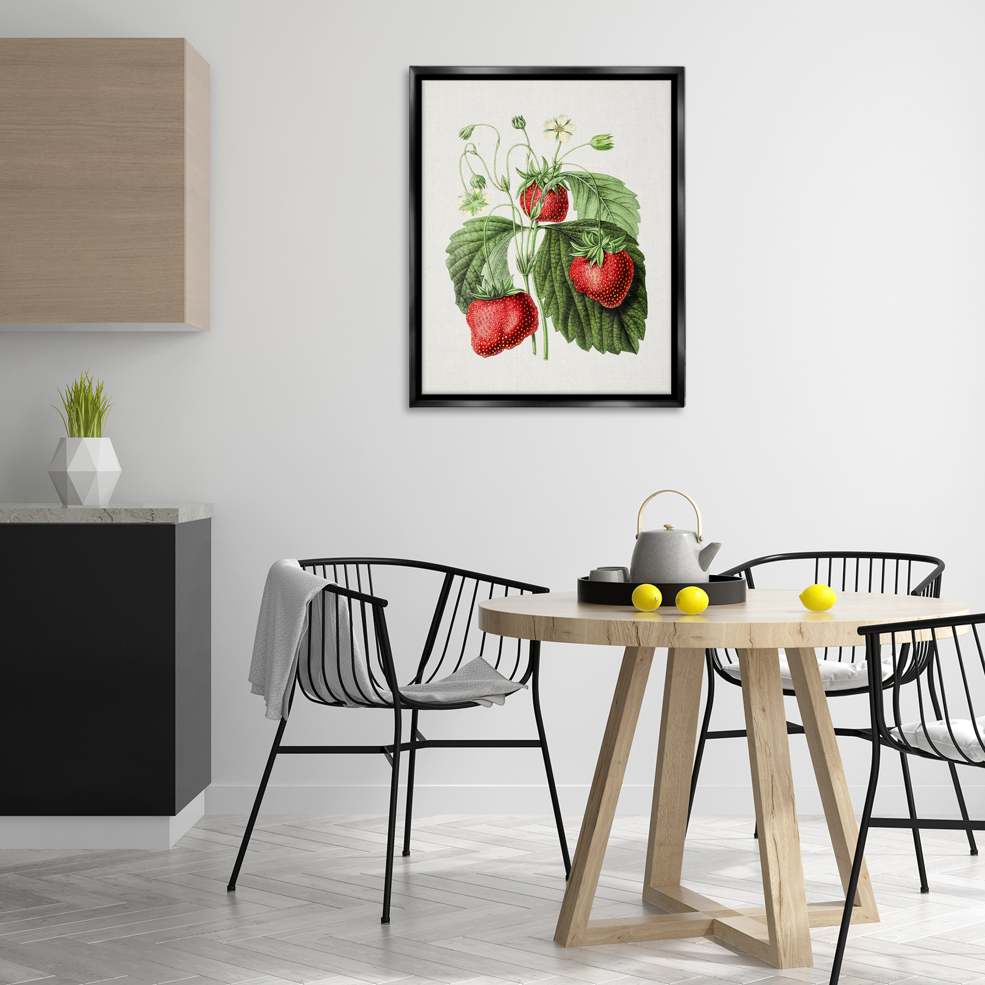 Stupell Industries Vintage Strawberries Study Food & Beverage Painting Black Floater Framed Art Print Wall Art, 25 x 31